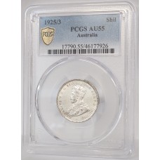 AUSTRALIA 1925/3 . ONE 1 SHILLING . VARIETY . OVERDATE . PCGS AU55